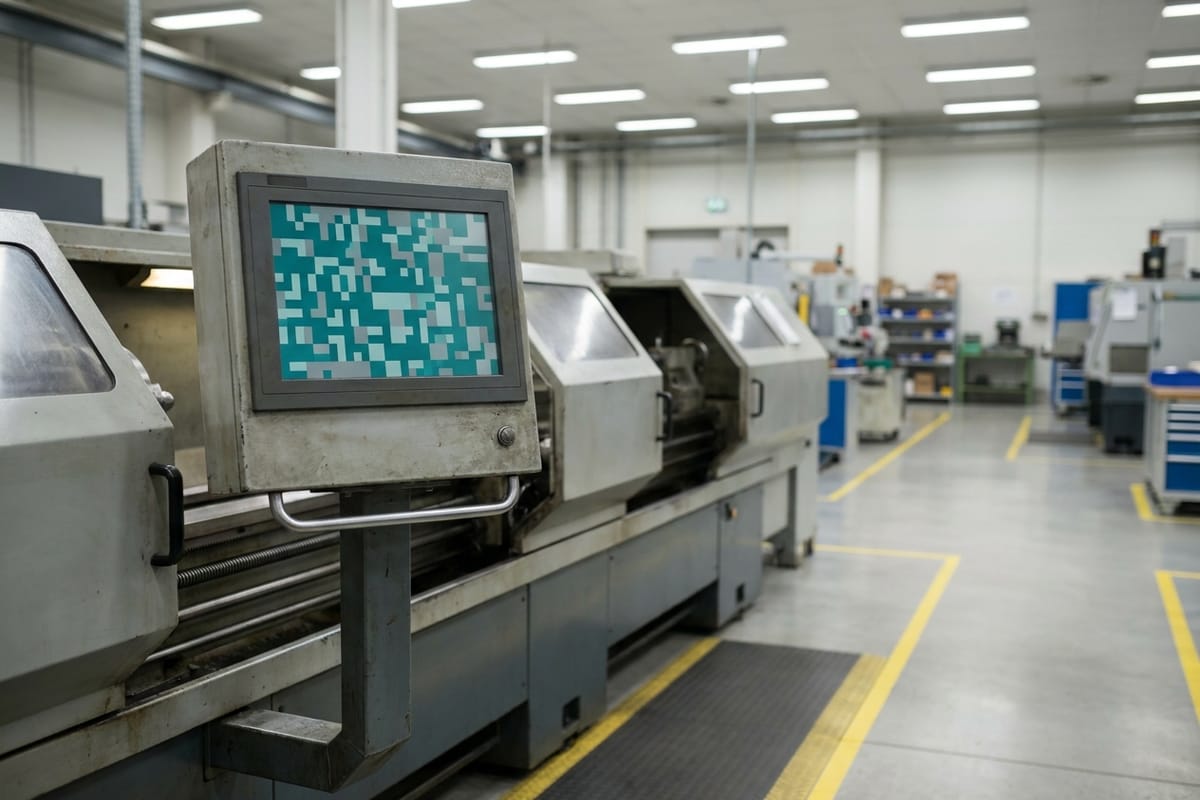 Operating terminal at a machine tool in a production hall